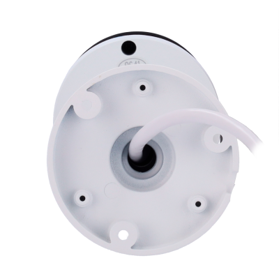 Base redonda branca com cabo e objeto cilindrico cinzento texturizado