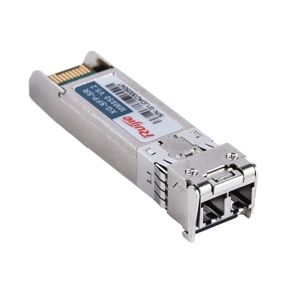 Módulo transceptor óptico SFP Prumie prateado com etiqueta técnica