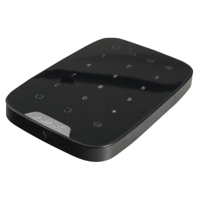 Teclado numérico digital preto com teclas numeradas e etiqueta Alax