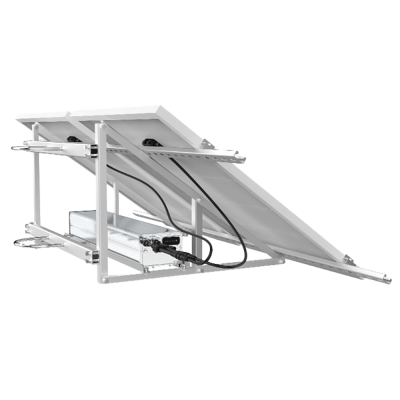 suporte metálico com painéis solares e cabos