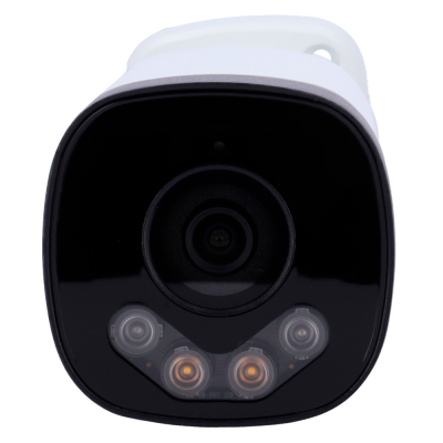 Câmara de vigilância branca com lente e LEDs frontais