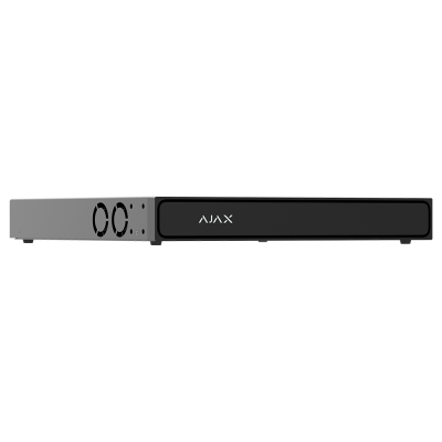 Dispositivo eletrônico preto e cinza com logotipo AJAX