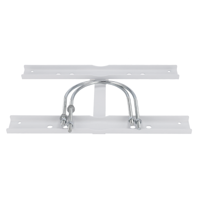 Parabólica branca com suportes metálicos galvanzados e parafusos