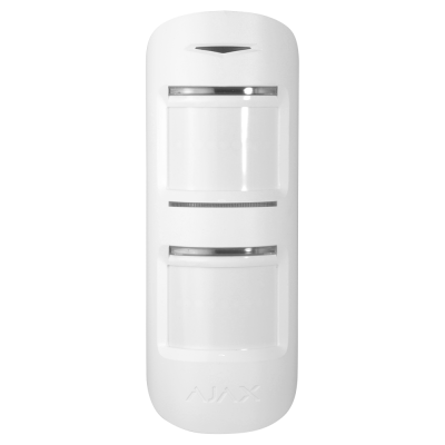 Sensor de movimento branco AJAX com duas janelas para deteção