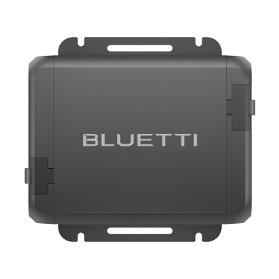 Caixa compacta cinzenta com logótipo BLUETTI