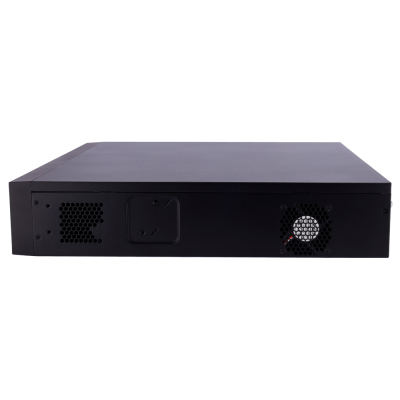 Dispositivo eletrónico preto retangular com ventiladores e grelhas de ar