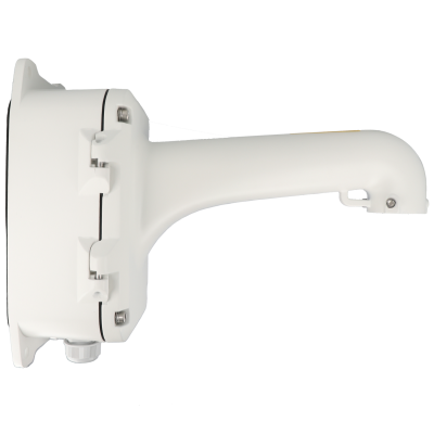 Suporte de parede para câmara de vigilância branco com formato curvo