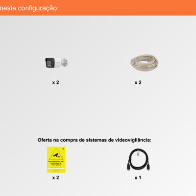 Componentes eletrónicos para videovigilância organizados em grelha com descrição em português