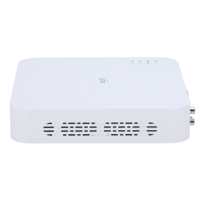 Receptor de televisão branco Aiwa com saídas e ventilações