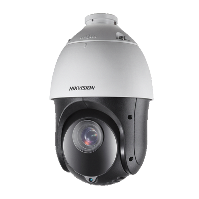Câmara de vigilância dome PTZ Hikvision branca e preta