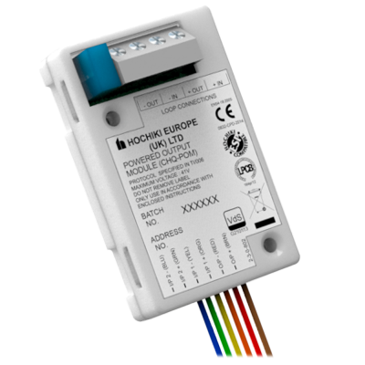 Módulo branco eletrónico com fios coloridos e conector azul