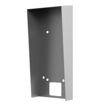 Suporte metálico cinzento com orifícios para montagem