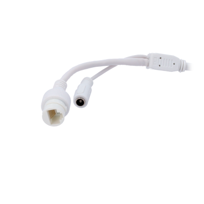 Cabo branco com conetores RJ45 e DC