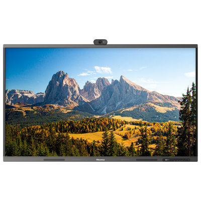 Monitor Hisense com imagem de paisagem montanhosa