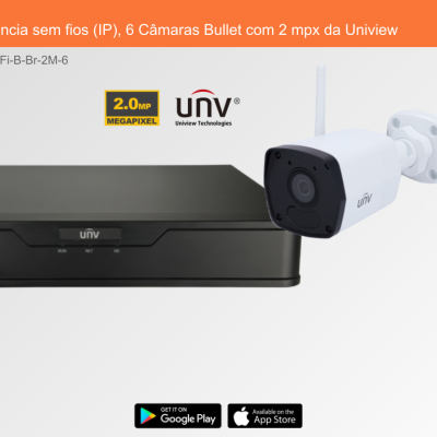 Sistema de videovigilância sem fios da Uniview com 6 câmaras bullet e gravador