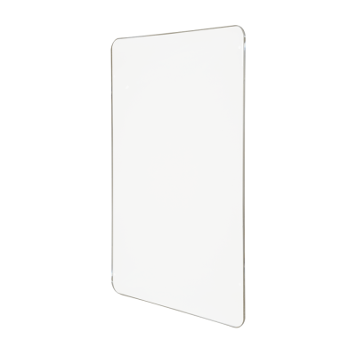 Painel transparente retangular de acrílico com cantos arredondados