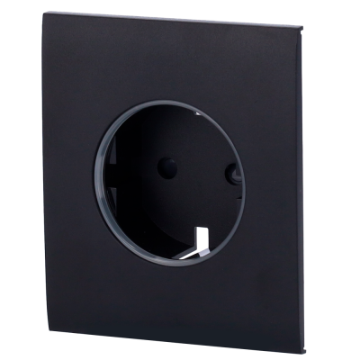 Tomada elétrica embutida de parede preta quadrada