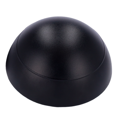 Meia esfera preta de plástico com superfície lisa