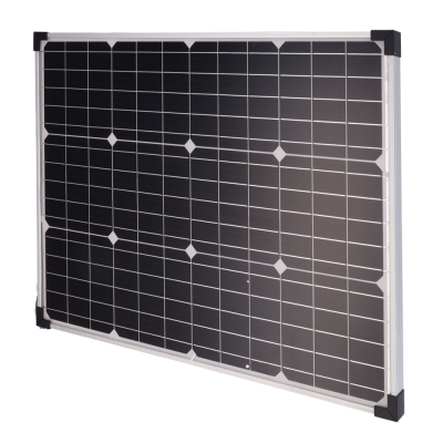 Painel solar monocristalino preto com moldura prateada