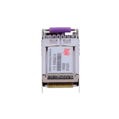 Módulo eletrônico RaJol com etiqueta e componente roxo