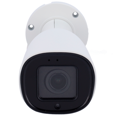 Câmara de segurança branca com lente quadrada e base circular