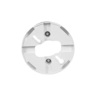 Base redonda branca de plástico com orifícios para montagem