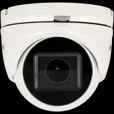 Câmara de vigilância branca com lente preta quadrada no centro