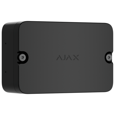 Box preta retangular com o logo AJAX em relevo