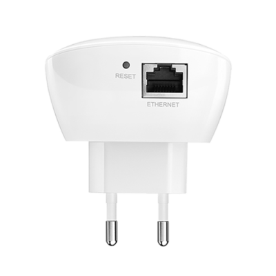 adaptador de rede branco com ficha de tomada e porta Ethernet