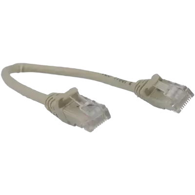Cabo de rede Ethernet bege com conectores RJ45.