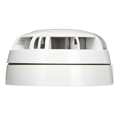 Detector de fumo branco com estrutura plástica e grade metálica