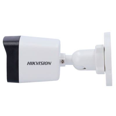 Câmara de videovigilância HIKVISION branca e preta com suporte