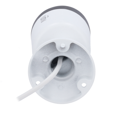 Câmara de vigilância branca com cabo e base de fixação