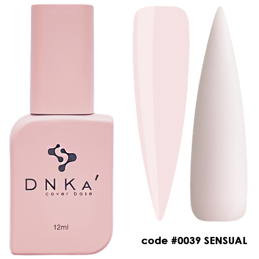 Frasco de verniz de unhas DNKA' rosa com amostras de cor e código #0039 SENSUAL