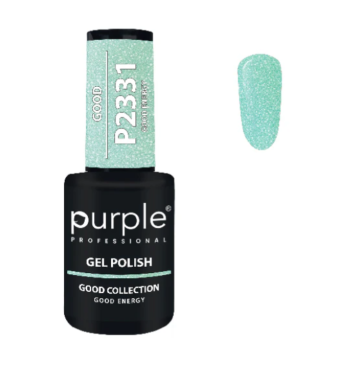 Frasco de verniz gel verde água brilhante Purple Professional coleção Good