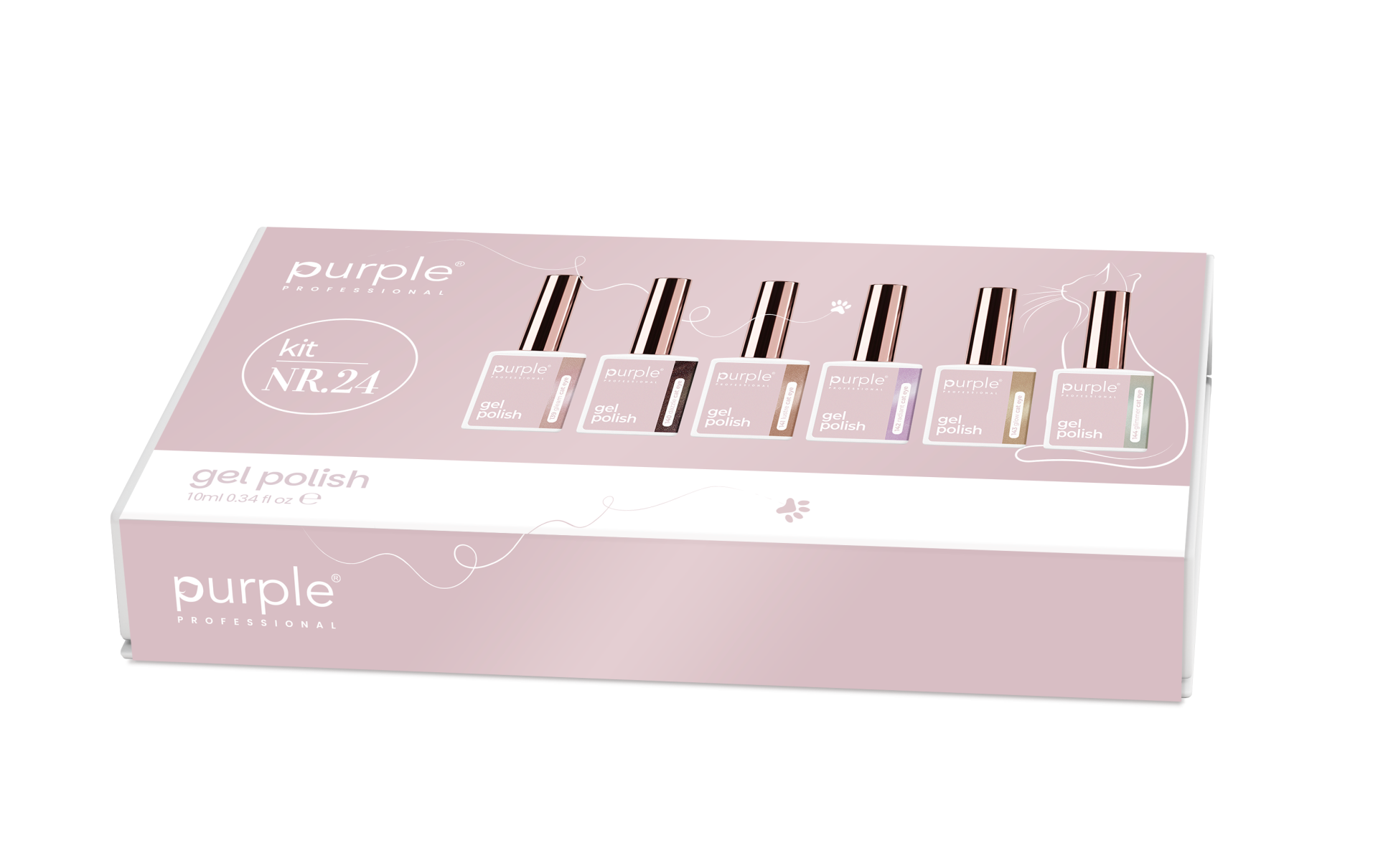 Caixa rosa de vernizes de gel Purple Professional kit NR.24
