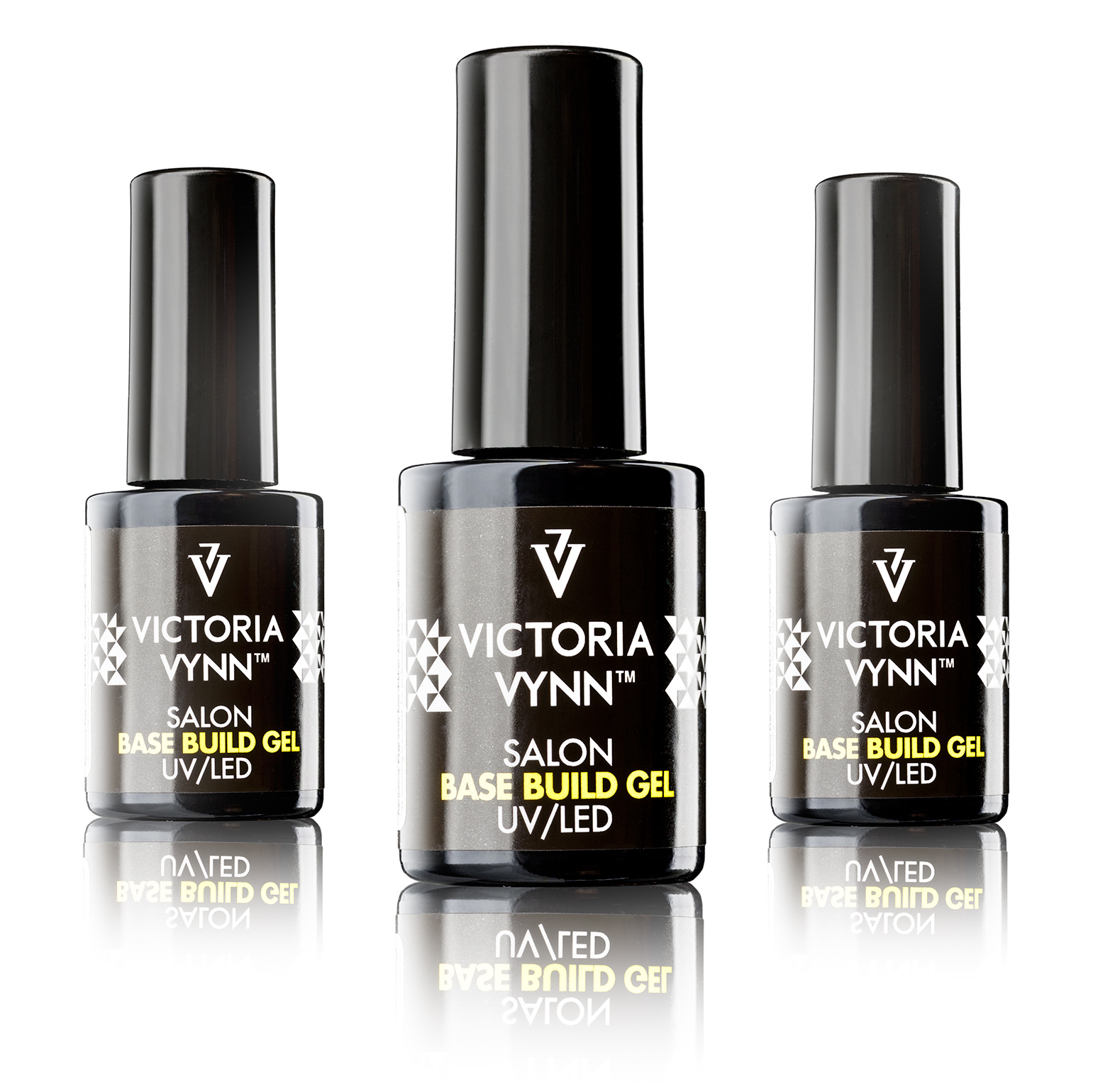 Três frascos pretos de gel para unhas VICTORIA VYNN