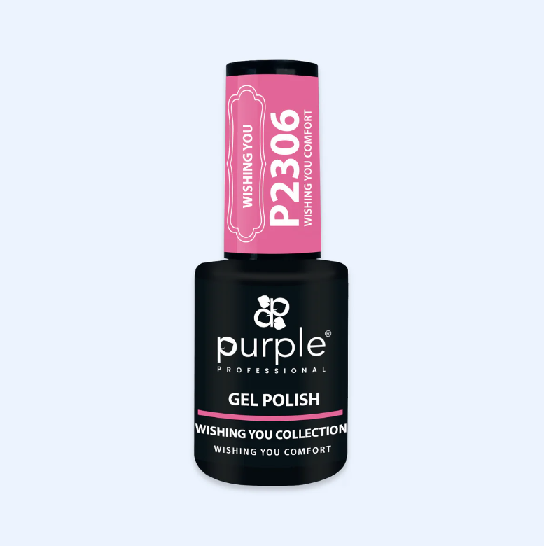 Frasco de verniz gel para unhas cor rosa escura da Purple Professional com tampinha rosa