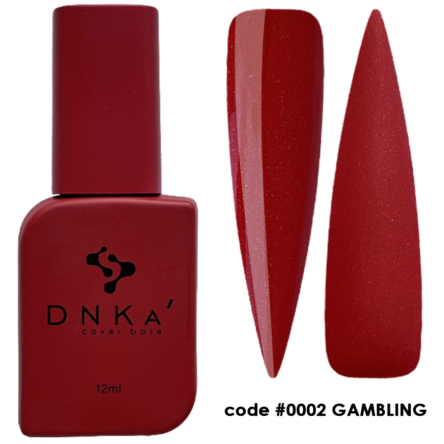Verniz de unhas DNKA' vermelho com duas amostras de cor em formato stiletto