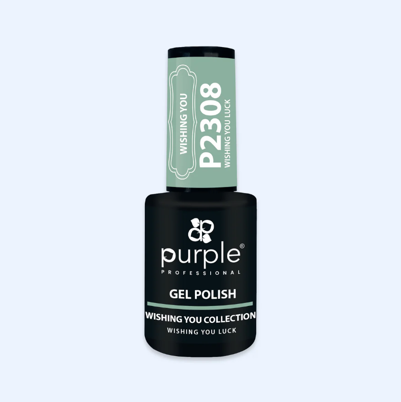Verniz de gel Purple Professional Wishing You Collection em frasco preto com tampa verde