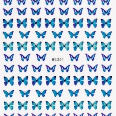 Folha de autocolantes de borboletas azuis com código WG361