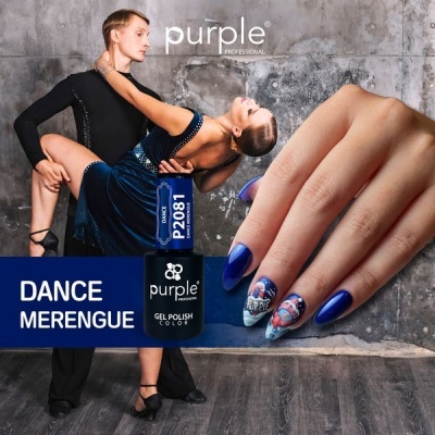 Verniz gel Purple Professional cor DANCE MERENGUE em unhas decoradas com casal a dançar