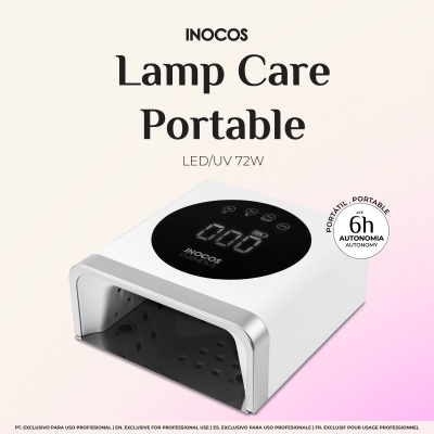 Lampada LED/UV para unhas branca e preta INOCOS Lamp Care Portable 72W com visor digital