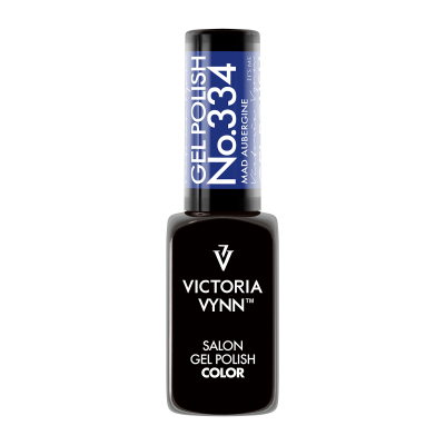 Frasco de verniz gel preto Victoria Vynn com tampa azul e texto branco