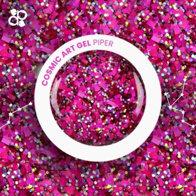 Frasco de gel artístico com glitter rosa e holográfico