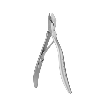 Alicate de cutículas metálico prateado com lâminas curvas
