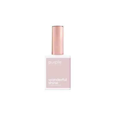 Frasco de verniz de unhas com tampa cor de rosa e rótulo roxo claro.