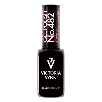 frasco de esmalte gel preto com tampa preta e detalhes vermelhos