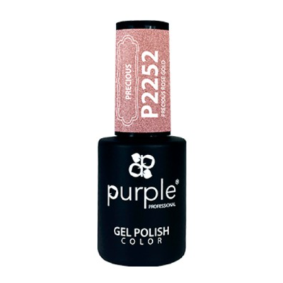 Frasco de verniz de unhas gel cor Precious Rose Gold da Purple Professional
