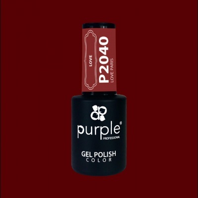 Frasco de verniz gel Preto Purple Professional com tampa vermelha e texto branco